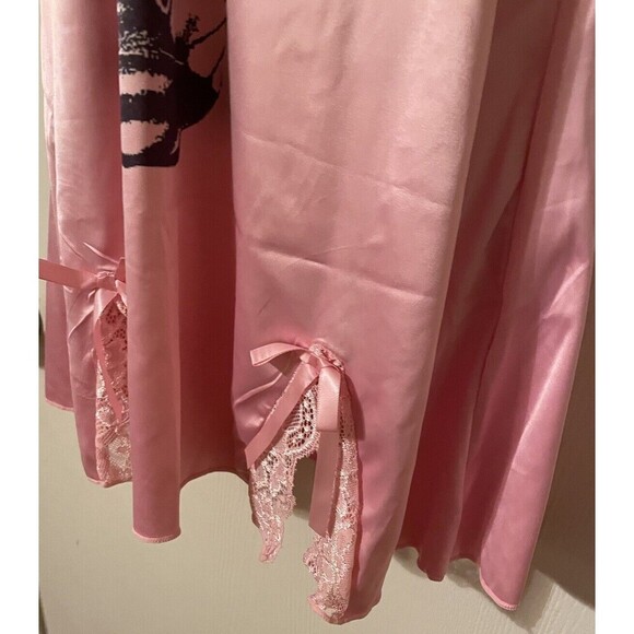 Vintage Arcane Destroy Havoc Logo Pink Satin Lace Slip Dress Nightgown - Picture 2 of 15
